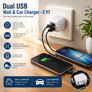Wall and car charger- Dual USB