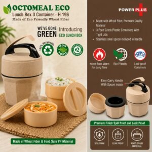 Octomeal Eco: 3 Plastic container lunch box with spoon | Made