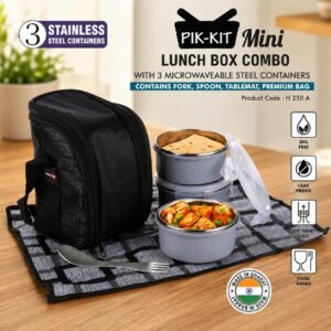 PIK-KIT mini: Lunch box combo with 3 Microwaveable Steel