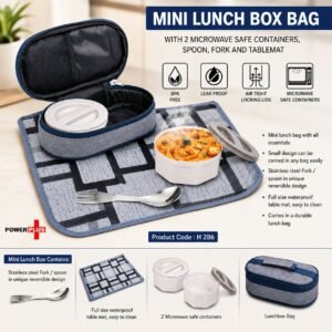 Mini Lunch box bag with 2 Microwave safe containers, Spoon