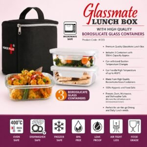 GlassMate Lunch Box: Lunch box with High quality borosilicate