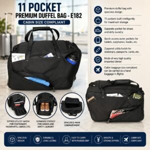 11 pocket premium duffel bag (cabin size) Black