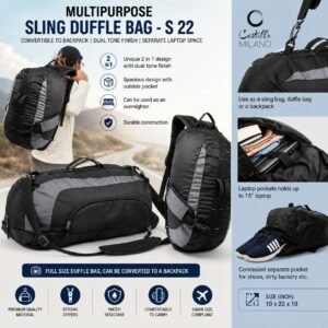 Multipurpose Sling Duffle Bag | Convertible to backpack | Dual