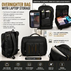 Overnighter bag with Laptop storage | Convertible to Backpack