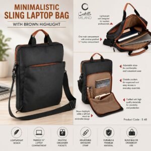 Minimalistic Sling Laptop bag | Sleek design with Brown