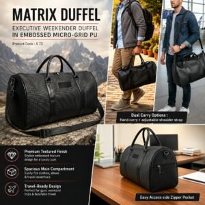 Matrix Duffel: Executive Weekender Duffel in Embossed Micro