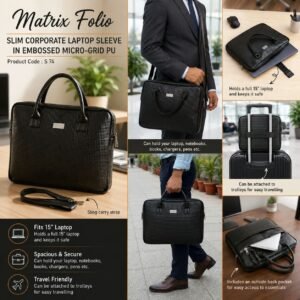 Matrix Folio: Slim Corporate Laptop Sleeve in Embossed Micro