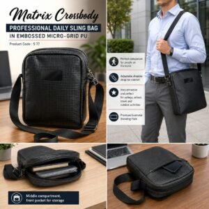 Matrix Crossbody: Professional Daily Sling Bag in Embossed