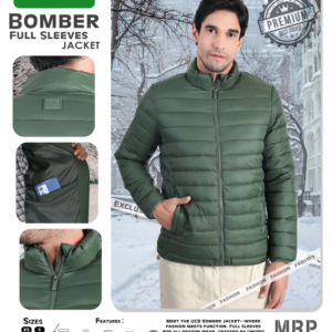 Bomber Full Sleeves Jacket - Green