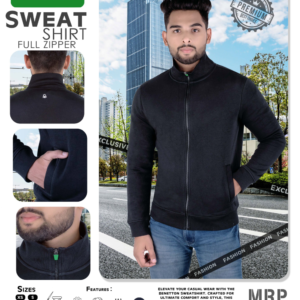 Sweatshirt Full Zipper - Black