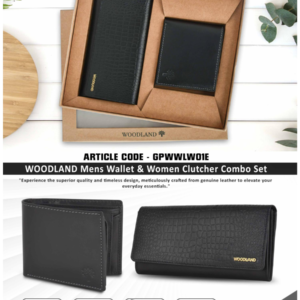 Men Wallet & Women Clutcher Combo Set - Black